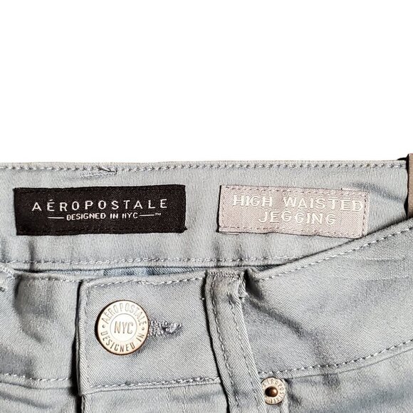 Aeropostale High Waisted Jegging Stretch Denim Pants Womens 0R Light Blue NWT - Picture 4 of 12